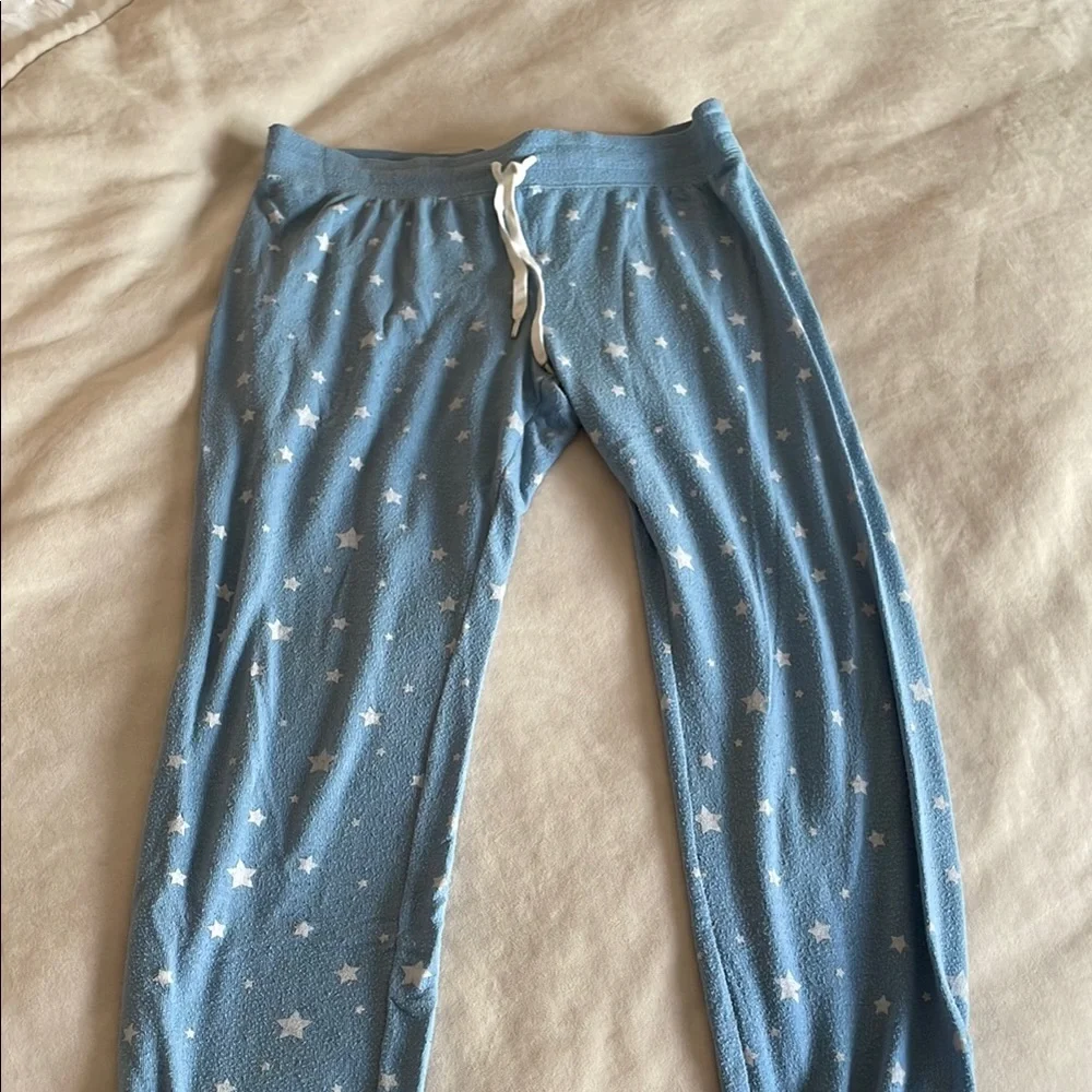 PJ Salvage Blue and White Pajama Set Soft and Relaxed Fit Top-M Bottoms - L - Picture 9 of 10